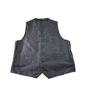 Carrot‎ & Gibbs Mens Pure Silk Formal Vest Waistcoat Grey Geometric Handmade XL